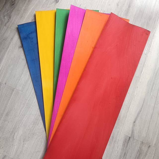 1/16"x12"x45" Dyed Canadian Maple Longboard Veneer